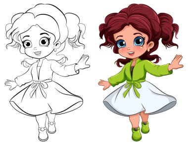 Güzel kız yalnız dans ediyor.