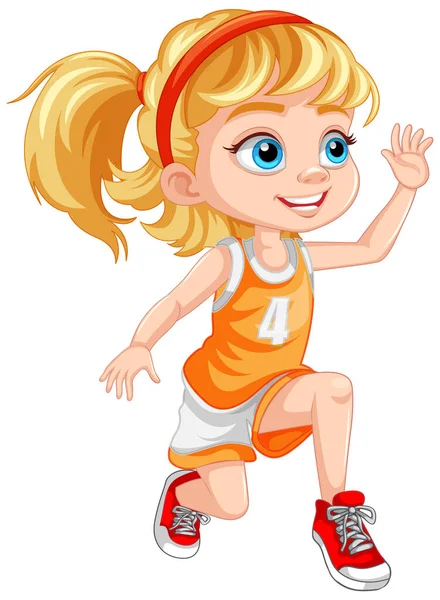 Meisje Dragen Basketbal Outfit Illustratie — Stockvector