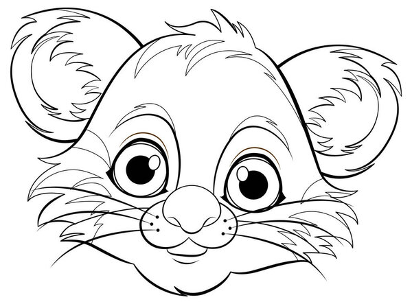 Cute Baby Tiger Cartoon Character Outline for Colouring illustration