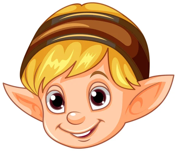 Cute Elf Cabeça Desenho Animado Personagem Ilustração — Vetor de Stock