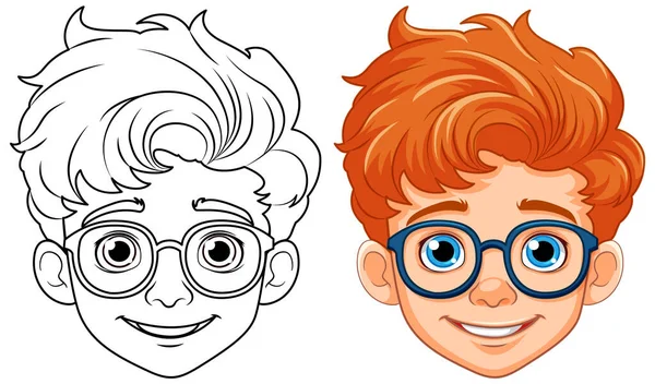 Πορτοκαλί Αγόρι Μαλλιά Φορώντας Γυαλιά Απεικόνιση Κεφάλι — Διανυσματικό Αρχείο