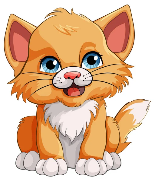 Schattig Kitten Cartoon Karakter Illustratie — Stockvector