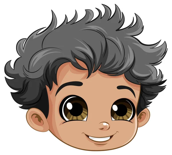 黑头发和褐色眼睛的可爱男孩 — 图库矢量图片