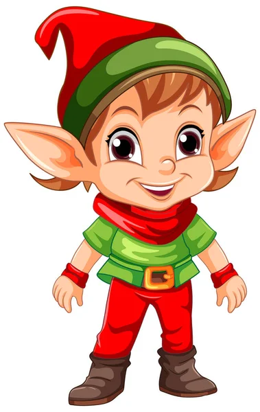 Chłopiec Boże Narodzenie Elf Znak Ilustracja — Wektor stockowy