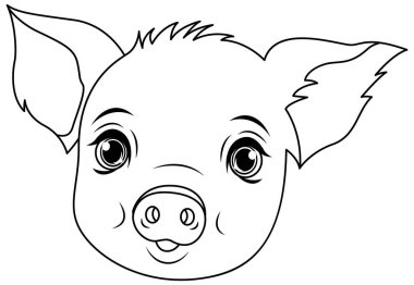 Tatlı domuz çizgi filmi karalama çizimi çizimi