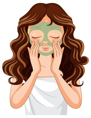 Güzel bir kadın yüz maskesi takarak lüks bir spa yüz bakımı yaptırıyor.