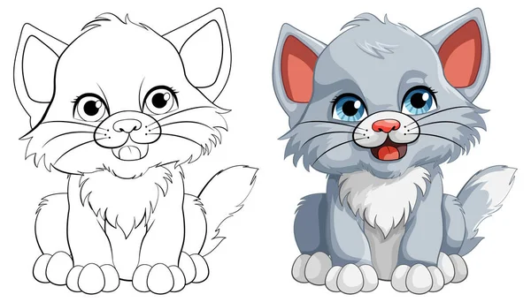带O字画的可爱猫咪卡通人物 — 图库矢量图片