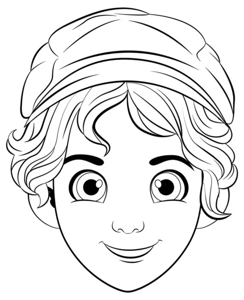 Maschio Teen Cartone Animato Indossare Cappello Illustrazione — Vettoriale Stock