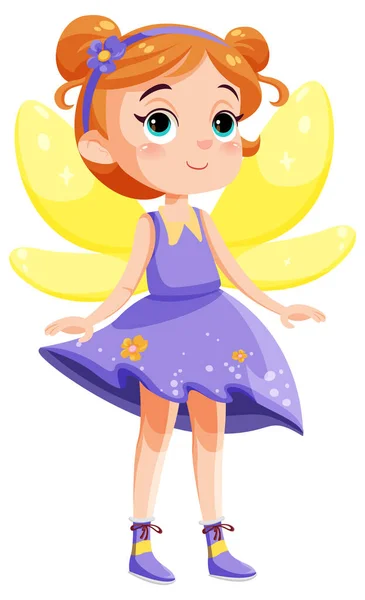 Carino Fata Principessa Cartone Animato Personaggio Illustrazione — Vettoriale Stock