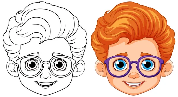 Αγόρι Πορτοκαλί Μαλλιά Και Μπλε Μάτια Περίγραμμα Για Εικονογράφηση Χρωματισμό — Διανυσματικό Αρχείο