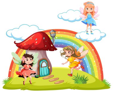 Çizgi film resimli mantar masalı.