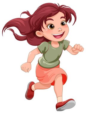 Running girl cartoon character illustration