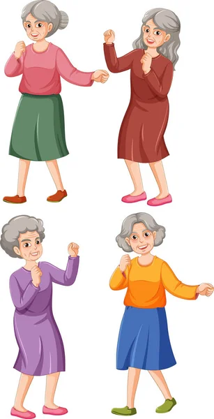 Set Older Adults Characters Illustration — Stock Vector