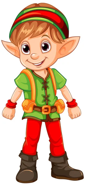 Menino Natal Elfo Personagem Ilustração — Vetor de Stock