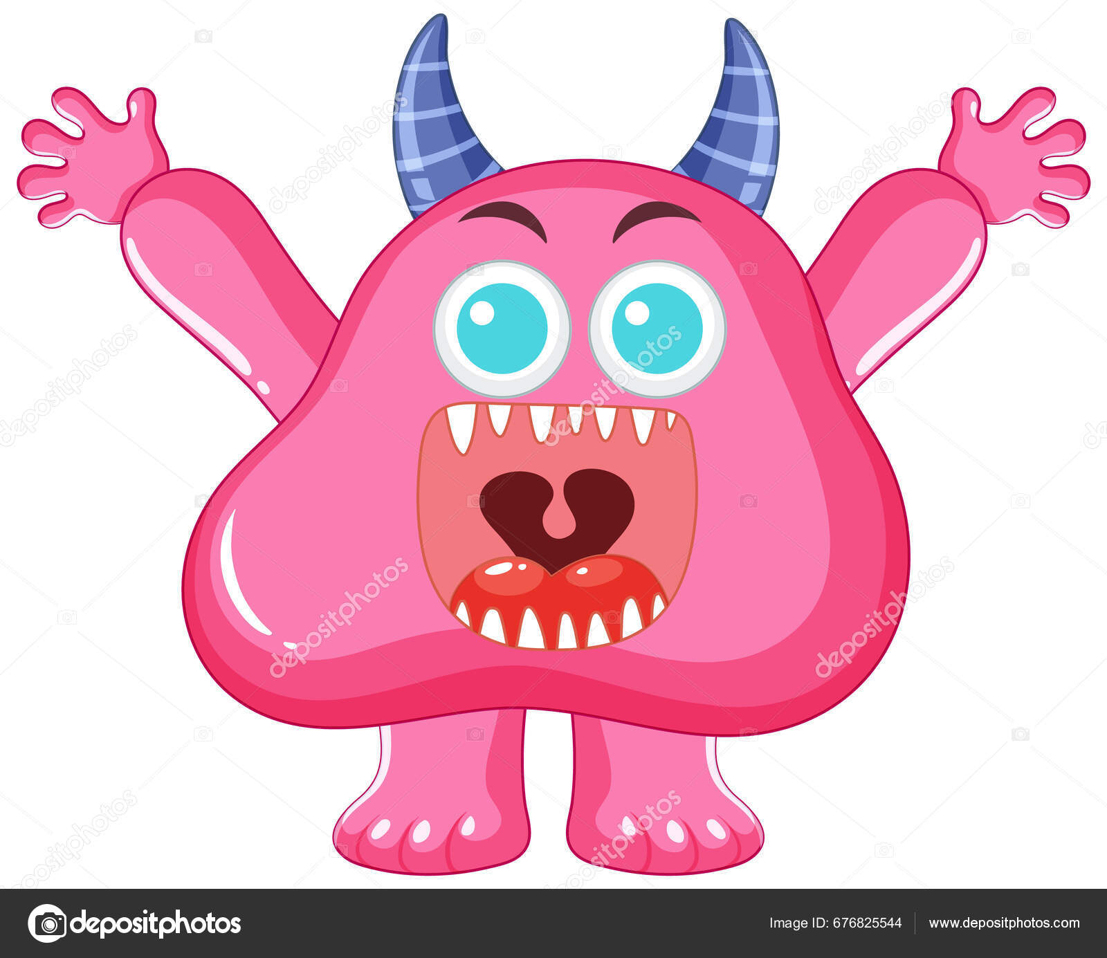 Personagem de desenho animado monstro alienígena roxo com chifre