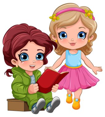 Şirin Kız Kitap Okuma Çizgi Filmi Karakteri Çizimi