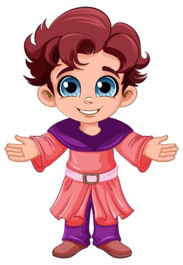 Genç Aziz Ortaçağ çizgi film karakteri çizimi