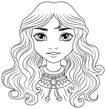 Güzel kadın portresi izole karalama çizimi