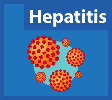 Hepatit virüsü hücresinin ayrıntılı çizgi film tarzı çizimi