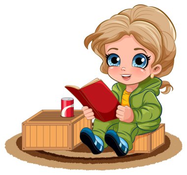 Şirin Kız Kitap Okuma Çizgi Filmi Karakteri Çizimi