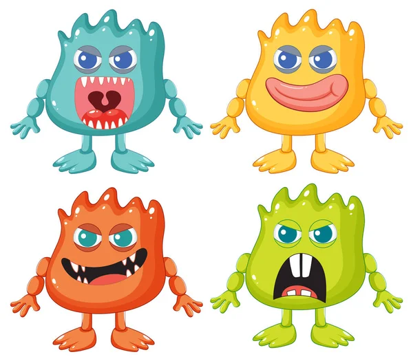 Collection Adorable Alien Monsters Various Vibrant Colors — Stock Vector