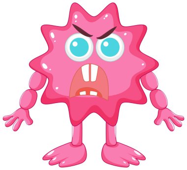 Canlı ve neşeli, sivri uçlu pembe uzaylı canavar çizimi.