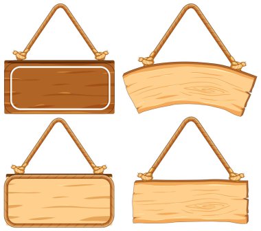 Dört tahta tabelanın vektör karikatür çizimi