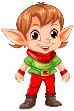 Erkek Noel Elf Karakteri Çizimi