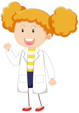 Karalama tarzında bir elbise giyen sevimli bilim adamı