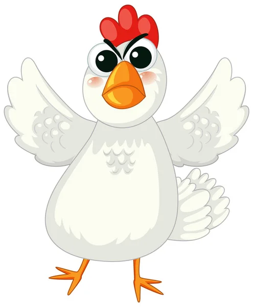 怒っている鶏の立っているベクター漫画のイラスト — ストックベクタ