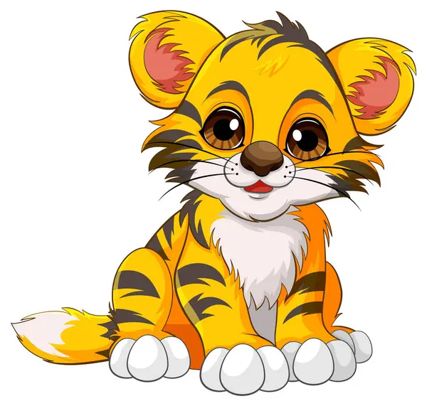 Χαριτωμένο Μωρό Τίγρης Εικονογράφηση Χαρακτήρα Κινουμένων Σχεδίων — Διανυσματικό Αρχείο