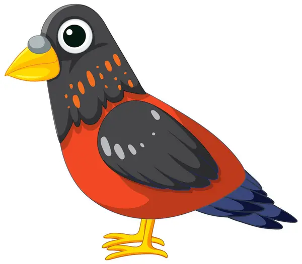Urocza Ilustracja Ptaka Uroczej Odosobnionej Pozie — Wektor stockowy