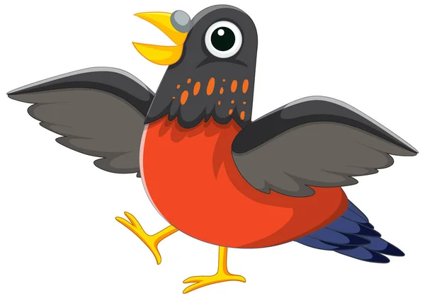 Charming Bird Cartoon Character Walking Standalone Illustration — Stock Vector