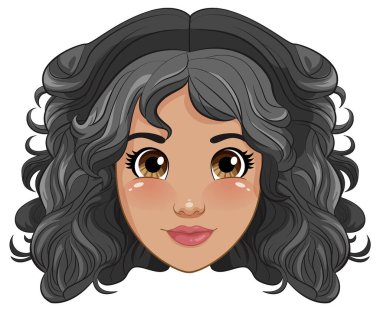 Kadın baş çizgi film karakteri izole edilmiş.