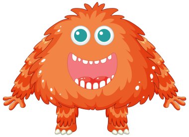 Çizgi film karakteri tasarımı olan mutlu ve sevimli kırmızı bir canavar.