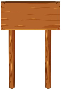 Tahta bir direğe bağlanmış tahta tabelanın vektör karikatür çizimi