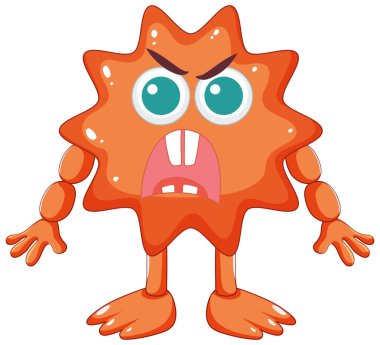 Canlı ve enerjik, sivri, kırmızı canavar çizgi film karakteri.