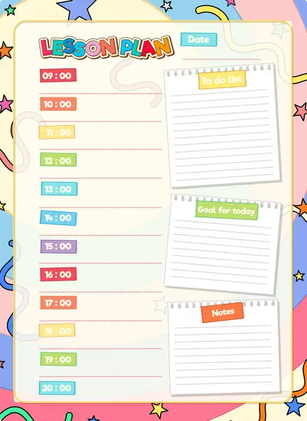 Lined Notepad Hourly Divisions Plan Your Day Efficiently — Stock Vector