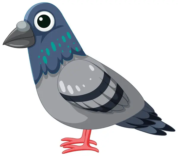 stock vector Adorable pigeon cartoon character standing alone in a vector illustration