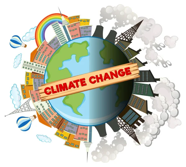 Una Ilustración Contrastante Que Describe Impacto Del Cambio Climático — Vector de stock