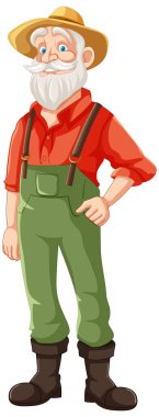 Çizgi film karakteri şapkalı yaşlı bir çiftçi.