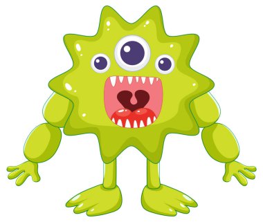 Sevimli ve sevimli üç gözlü uzaylı canavar çizimi.