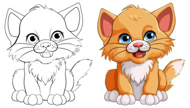 O illüstrasyonlu Şirin Kedi Çizgi Filmi Karakteri