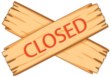 Kapalı metni olan ahşap bir tahtanın vektör çizimi