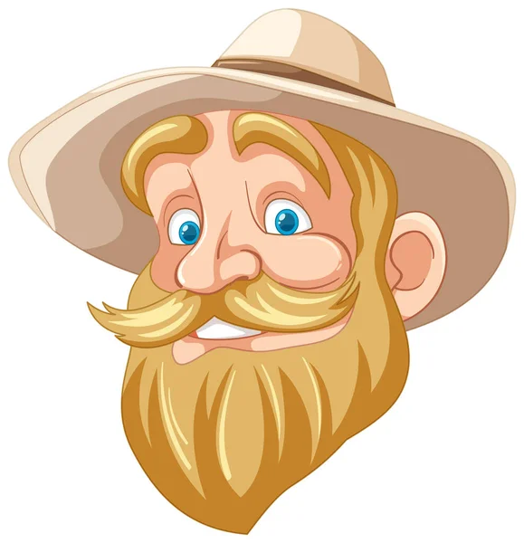 Vector Cartoon Illustration Old Man Beard Mustache — Stock Vector