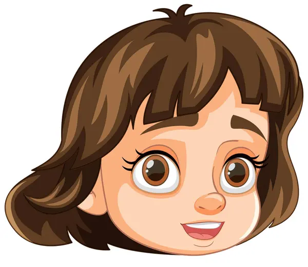 茶色の髪を持つ少女の陽気なベクターイラスト — ストックベクタ