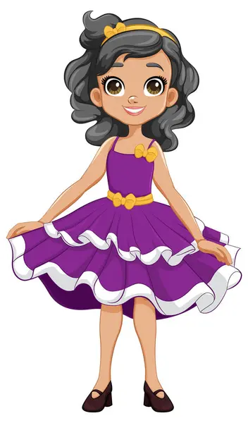 Una Ilustración Dibujos Animados Vectorial Una Chica Vestido Princesa Una — Vector de stock