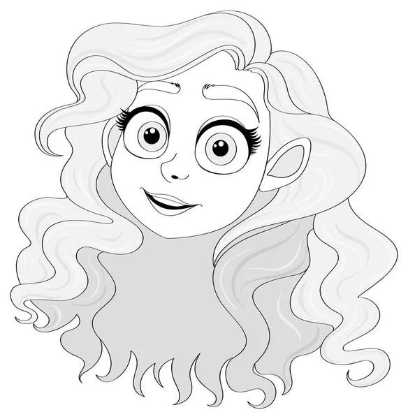 ベクター漫画スタイルで流れる髪を持つ素晴らしい女性の概要 — ストックベクタ
