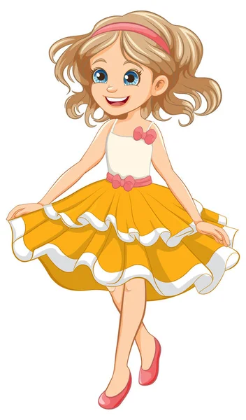 Vector Ilustración Personaje Dibujos Animados Chica Vestida Como Una Princesa — Vector de stock