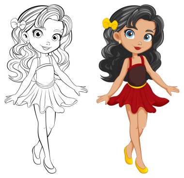 Şık ve zarif bir çizgi film karakteri partiye hazır.